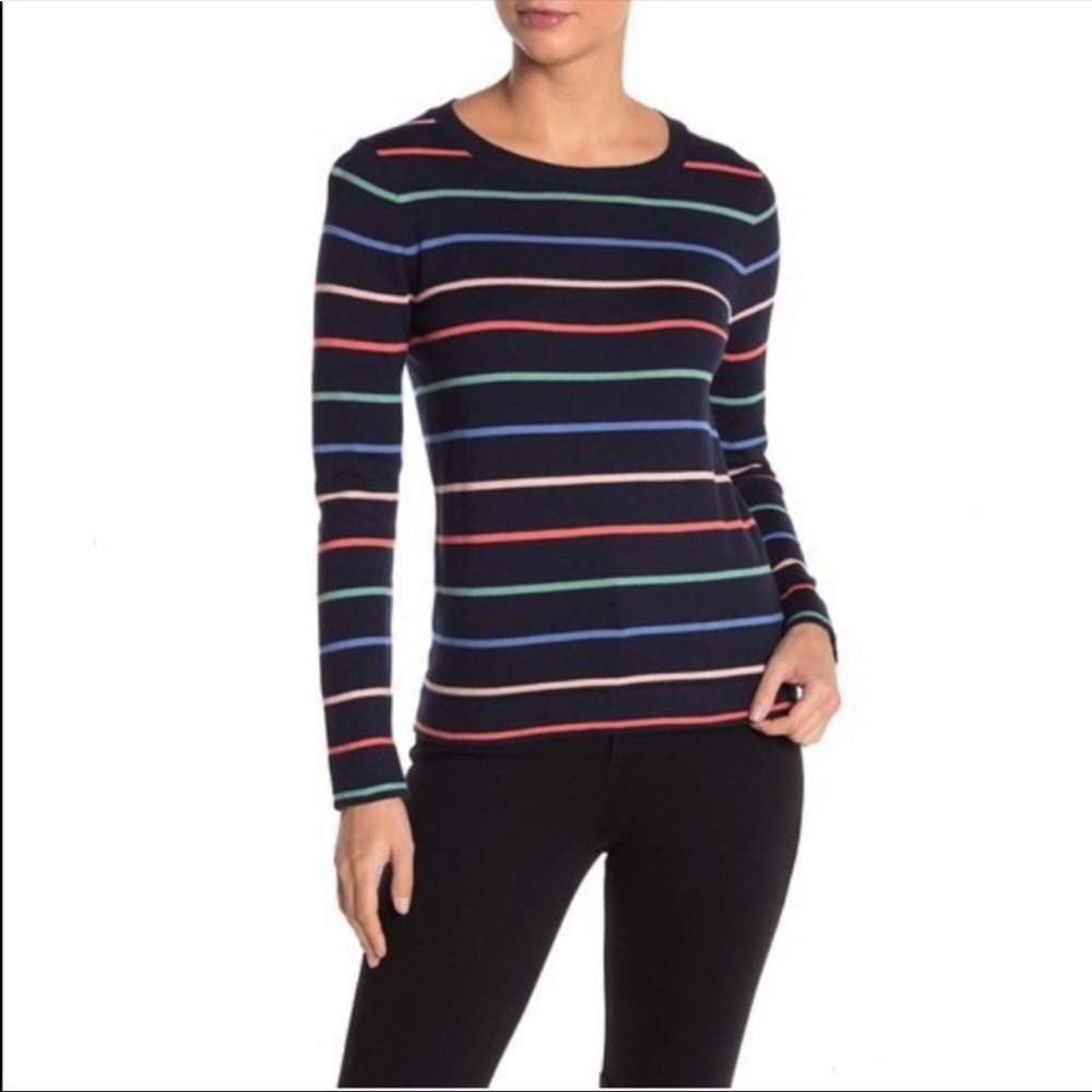 J. Crew Multicolor Stripe Print Pullover Sweater